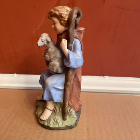 Vintage ROMAN, Inc Pastoral Shepherd Figurine in Blue and Brown 1979 - Picture 3 of 8